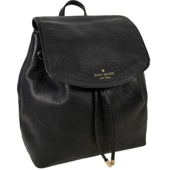 Kate Spade Backpack Purse Mulberry Street Small Breezy Black Pebbled Leather Bag - Picture 2 of 16